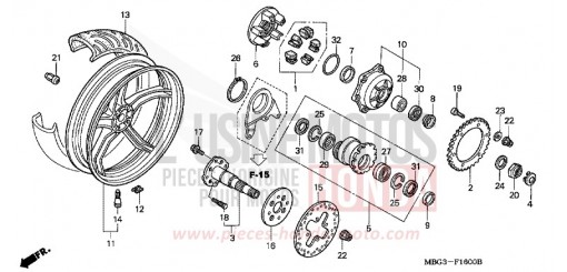 ROUE ARRIERE VFR800FIY de 2000